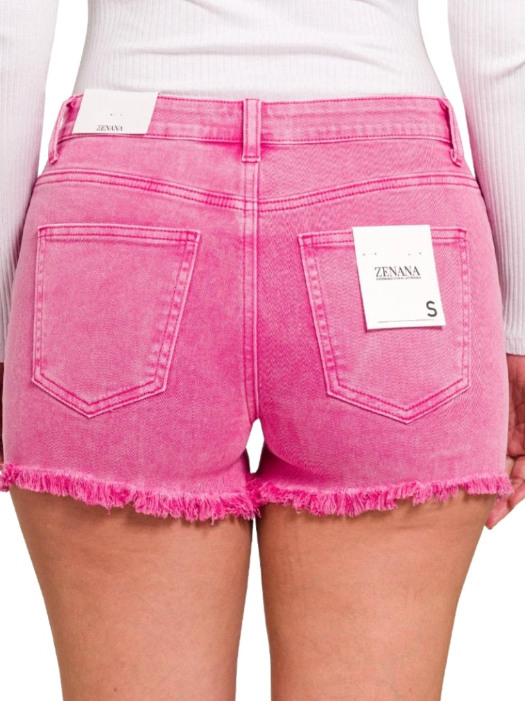 Tasha Frayed Shorts - Hot Pink