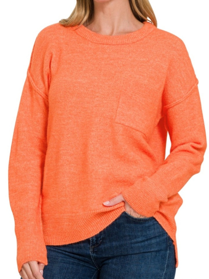 Mari Pocket Sweater - Orange