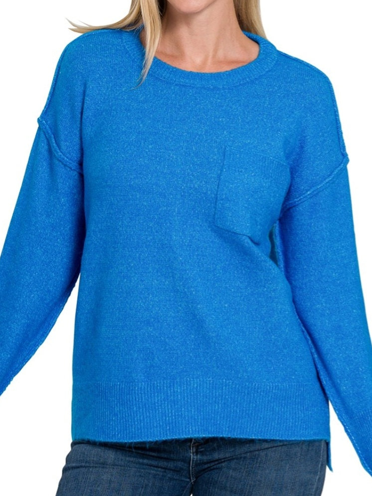 Mari Pocket Sweater - Royal Blue