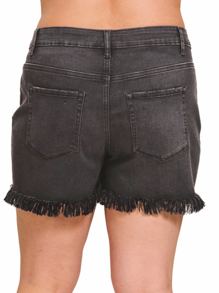 Chantelle Charcoal Fringe Shorts