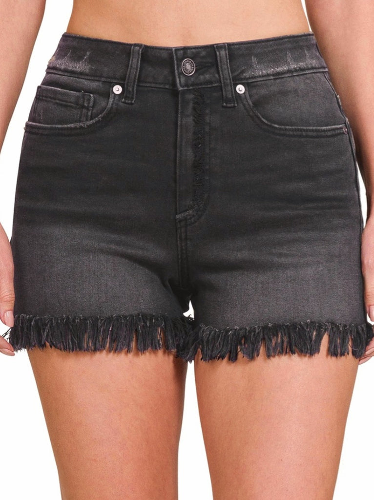 Chantelle Charcoal Fringe Shorts