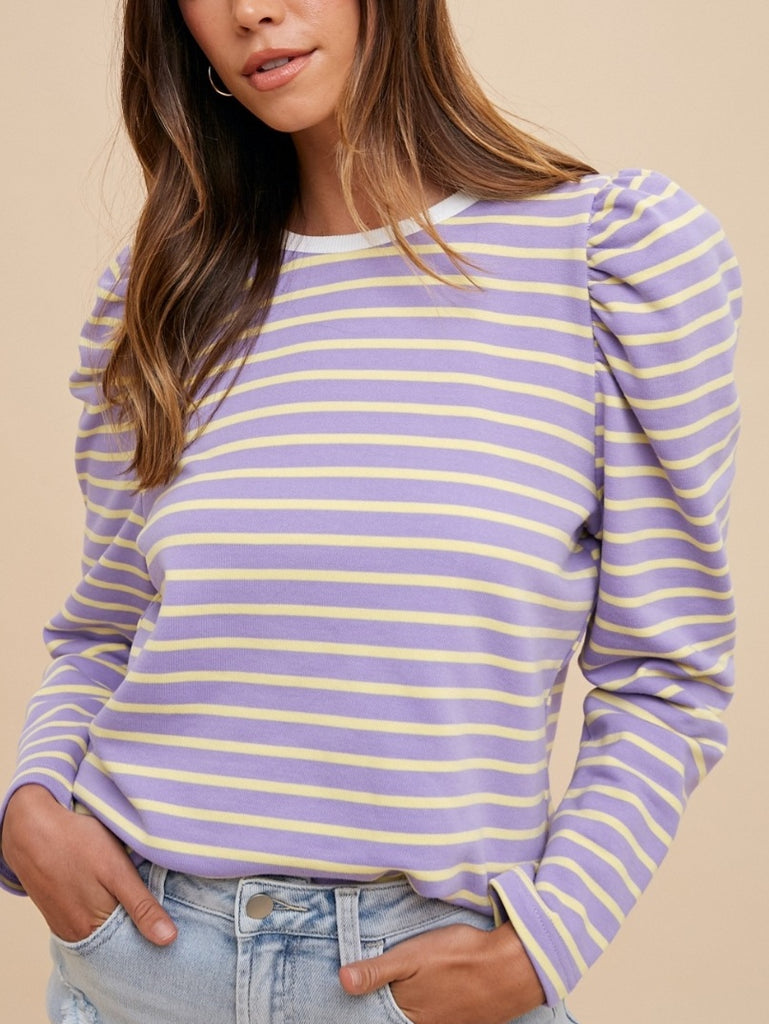 Celeste Puff Sleeve Crewneck - Lavender