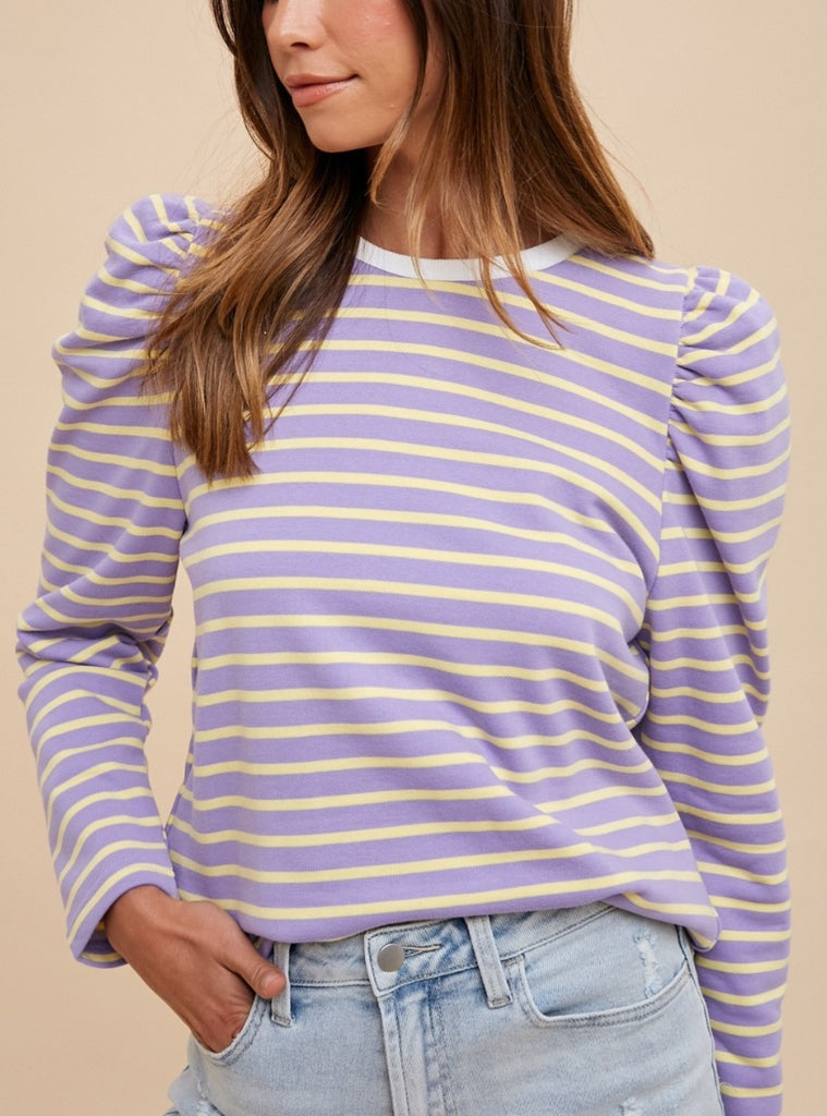 Celeste Puff Sleeve Crewneck - Lavender