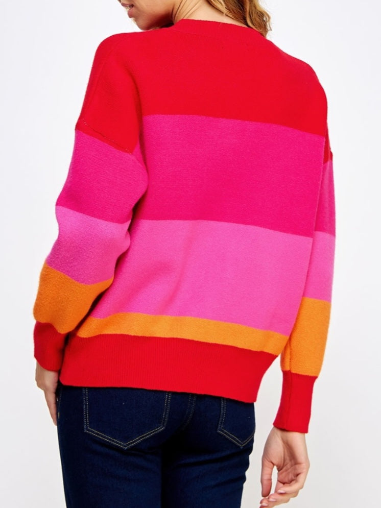 Janelle Fuchsia Striped Sweater