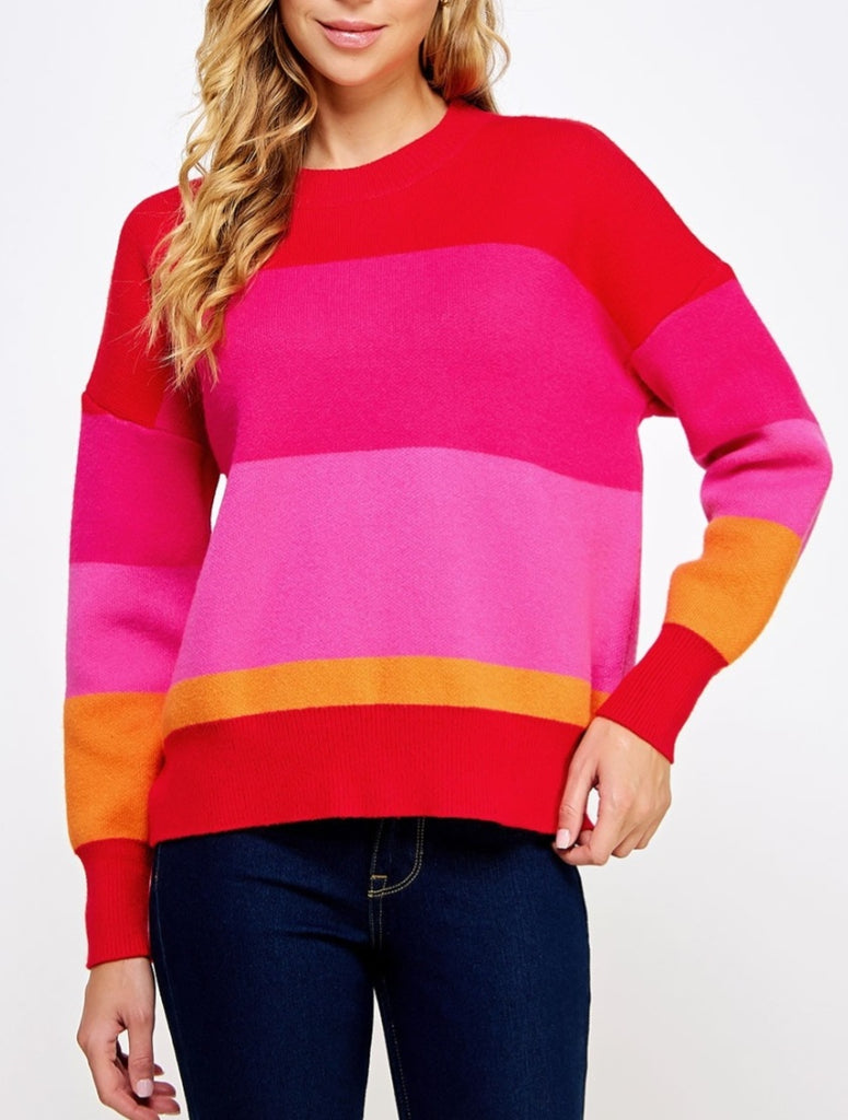 Janelle Fuchsia Striped Sweater