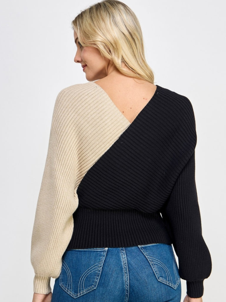 Morgan Color Block Wrap Sweater