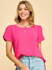 Oakleigh Scalloped Sleeve Blouse - Hot Pink