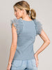 Ruffle Accent Top - Dusty Blue