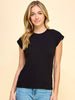 Katrina Ribbed Cap Sleeve Top - Black