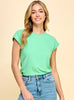 Katrina Ribbed Cap Sleeve Top - Apple Green