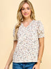 Reggie Ivory Print Puff Sleeve Tops