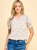 Reggie Ivory Print Puff Sleeve Tops