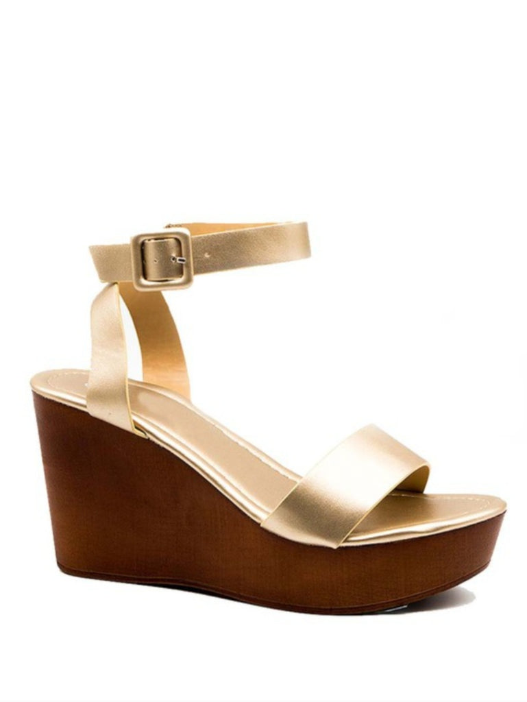 Kaycee Metallic Champagne Platform Sandals