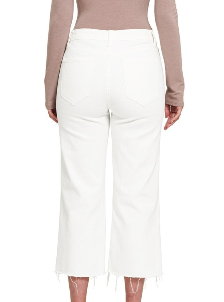 Rayna Button Fly High Rise Wide Leg Denim - Ivory