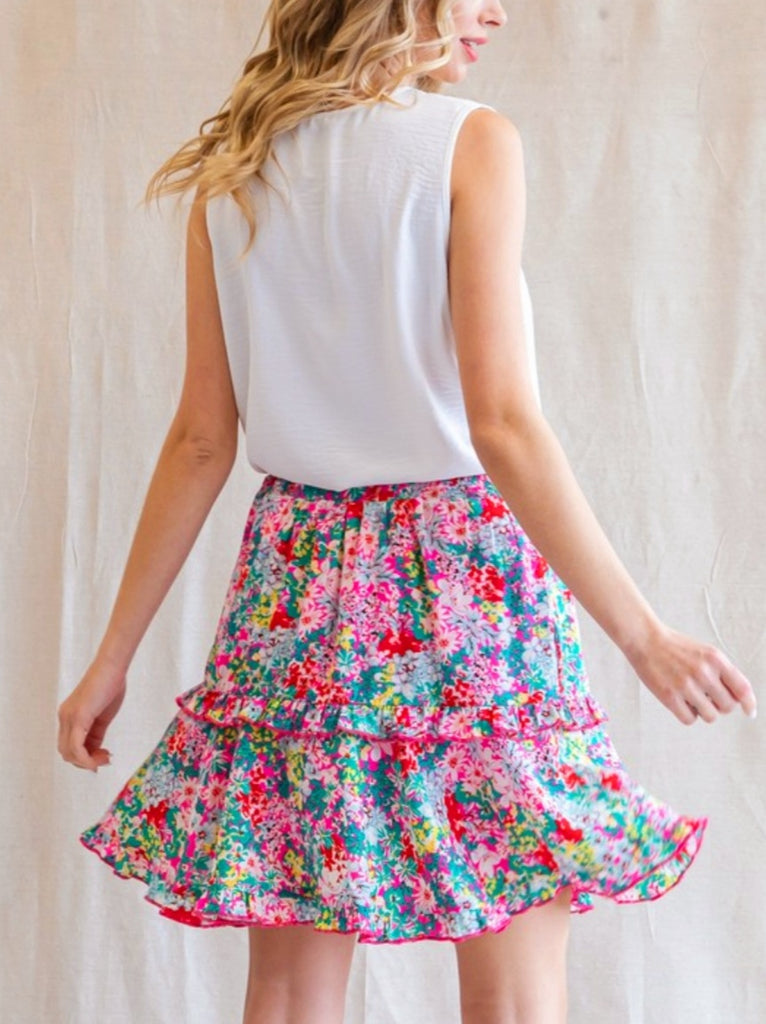 Maddison Floral Ruffle Skirt (Lined with Shorts)