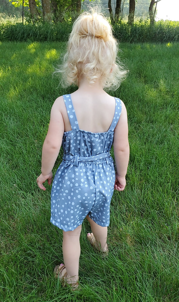 Jody Blue Belted Romper - KIDS