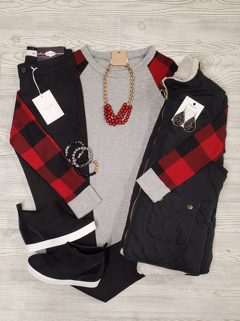 Casey Buffalo Plaid Long Sleeve Tops - Multi