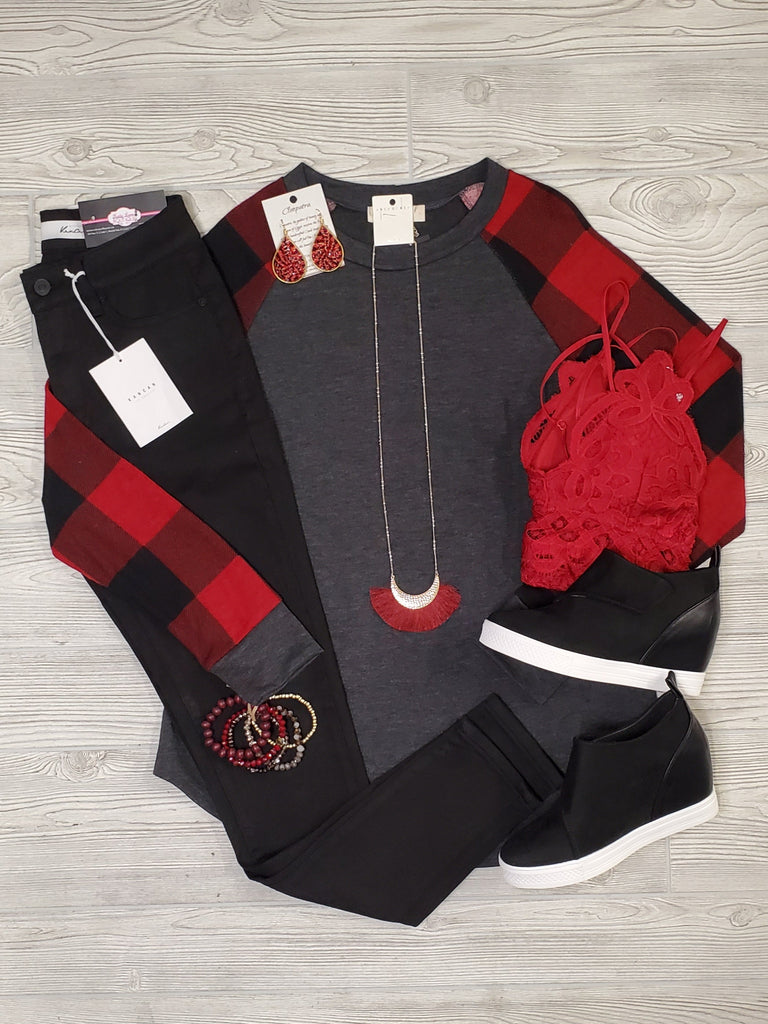 Casey Buffalo Plaid Long Sleeve Tops - Multi