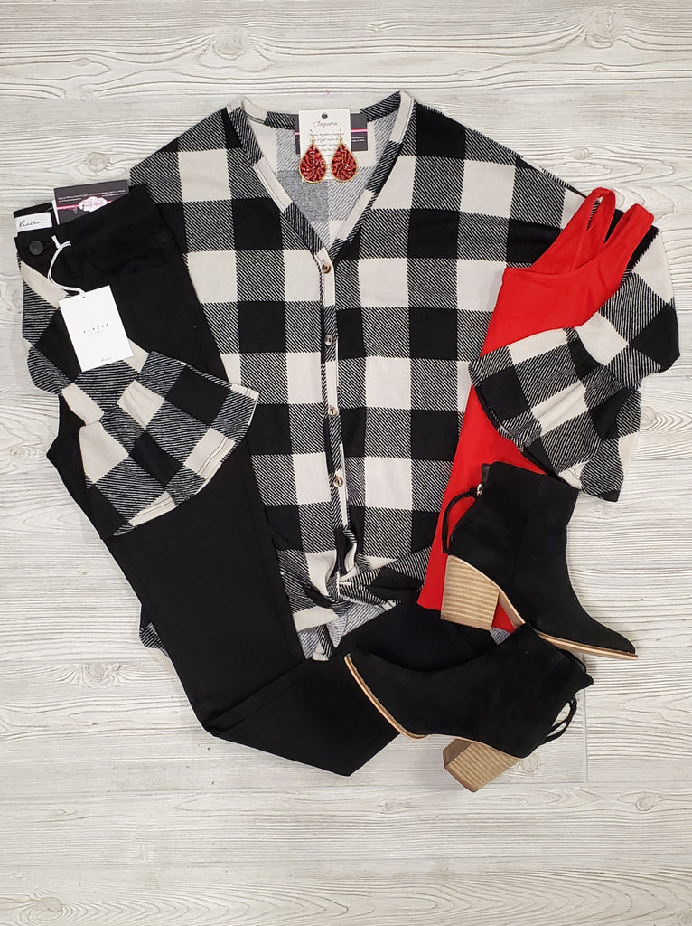 Trina Buffalo Plaid with Flutter Sleeve - Multi