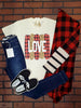 Leopard/Buffalo Plaid LOVE Tee - Ivory