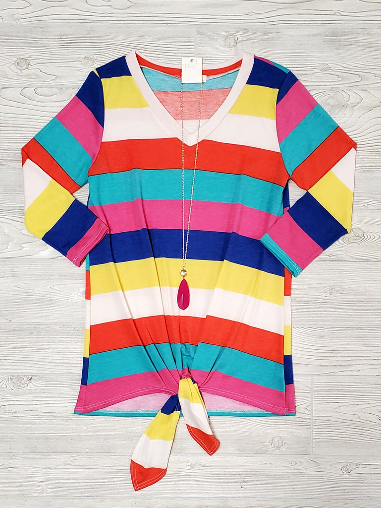 Acklee Bright Striped 3/4 Sleeve