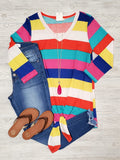 Acklee Bright Striped 3/4 Sleeve