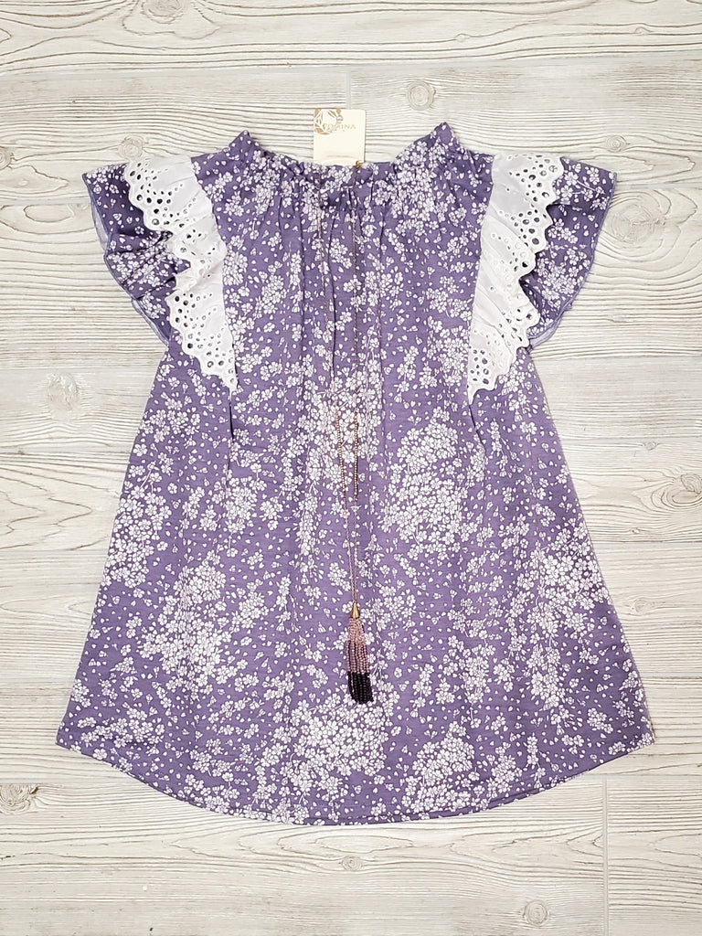 Frannie Purple Top with Lace Eyelet Ruffles