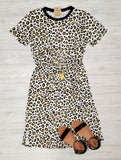 Tysha Black/Mustard Cheetah Cinched Waist Dress