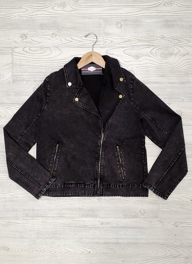 Ophelia Vintage Moto Jacket - Charcoal