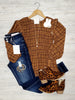Gwen Mustard/Brown Plaid Peplum Blouse