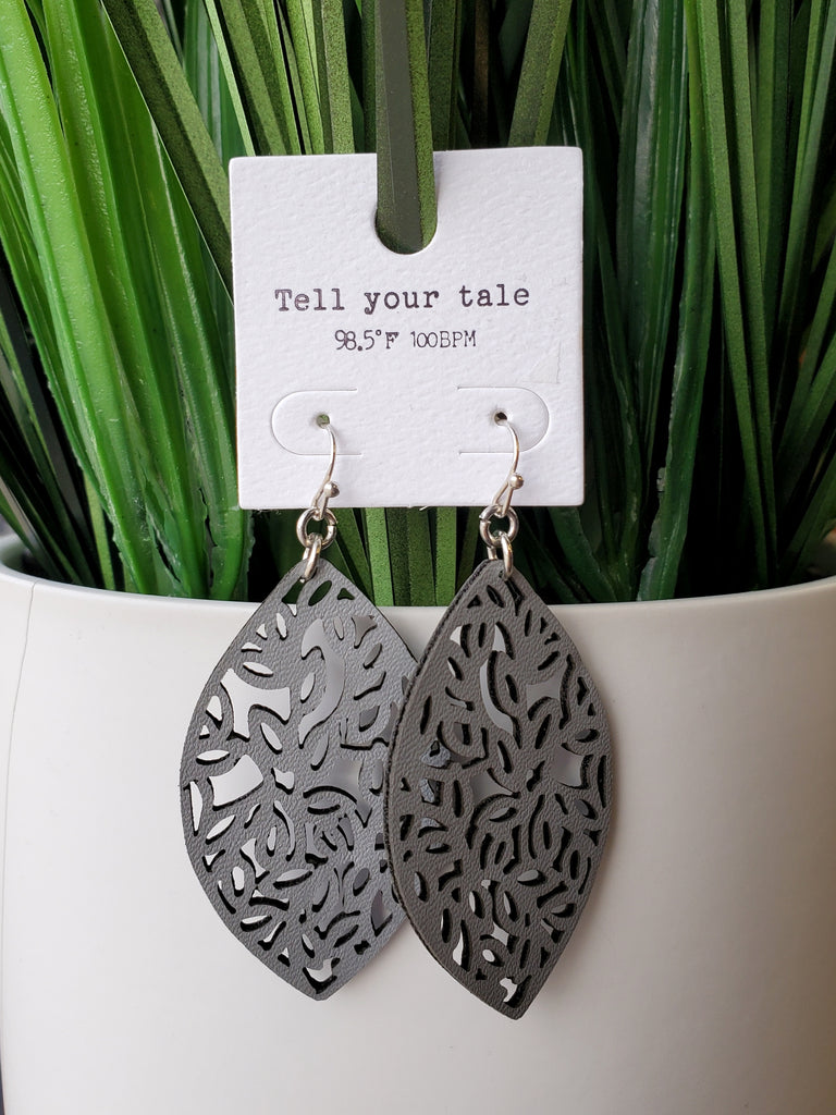 Cut Leather Tear Drop Earrings