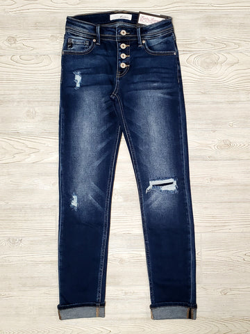 KC High-Rise Mid-Wash Skinny Denim