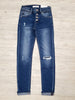 Harrison Mid-Rise Cuffed Straight Leg Denim - Mid Wash