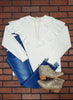 Shannon Ruffle Accent Crewneck - White