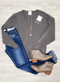 Melissa Puff Sleeve Sweater- Charcoal