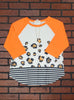 Kayla Neon Leopard Striped Top - Orange