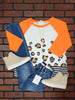 Kayla Neon Leopard Striped Top - Orange
