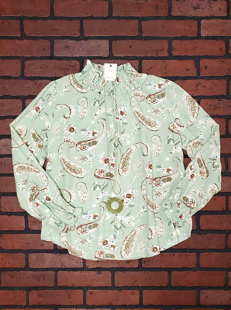 Tessa Paisley Print Smocked Blouse