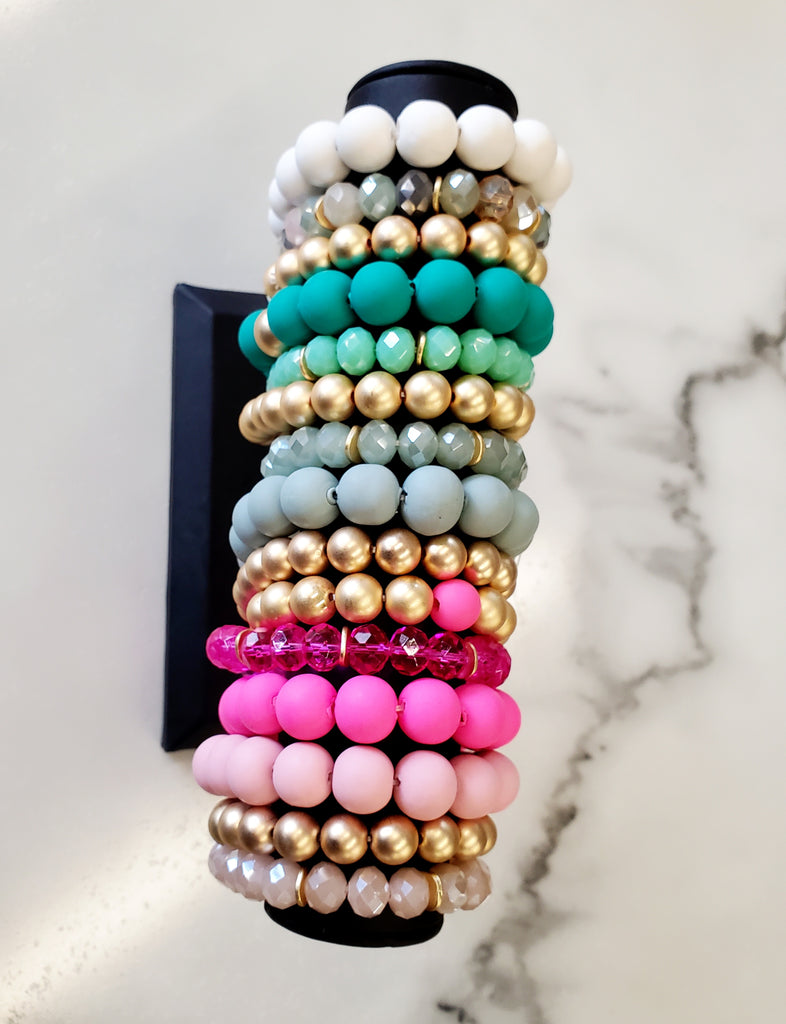Multi Layered Matte Gold Bead Bracelet Set – Just Style LA