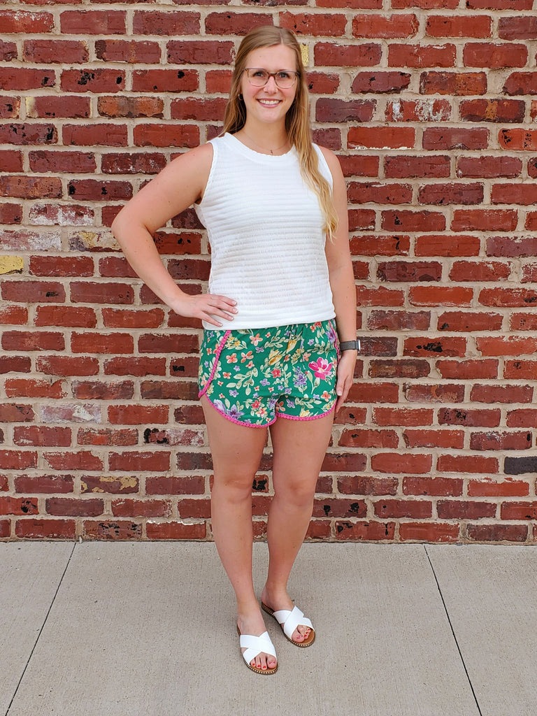 Bella Floral Shorts - Green