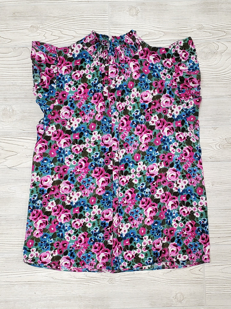 Letti Mock Neck Floral Top