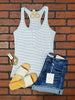 Kori Striped Button Tank - Blue