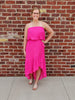 Ariella Fushsia Strapless Hi-Low Dress