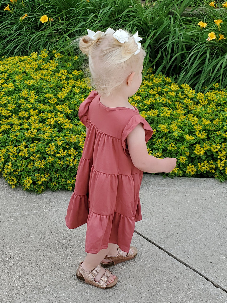 Matilda Tiered Dress (Marsala) - KIDS