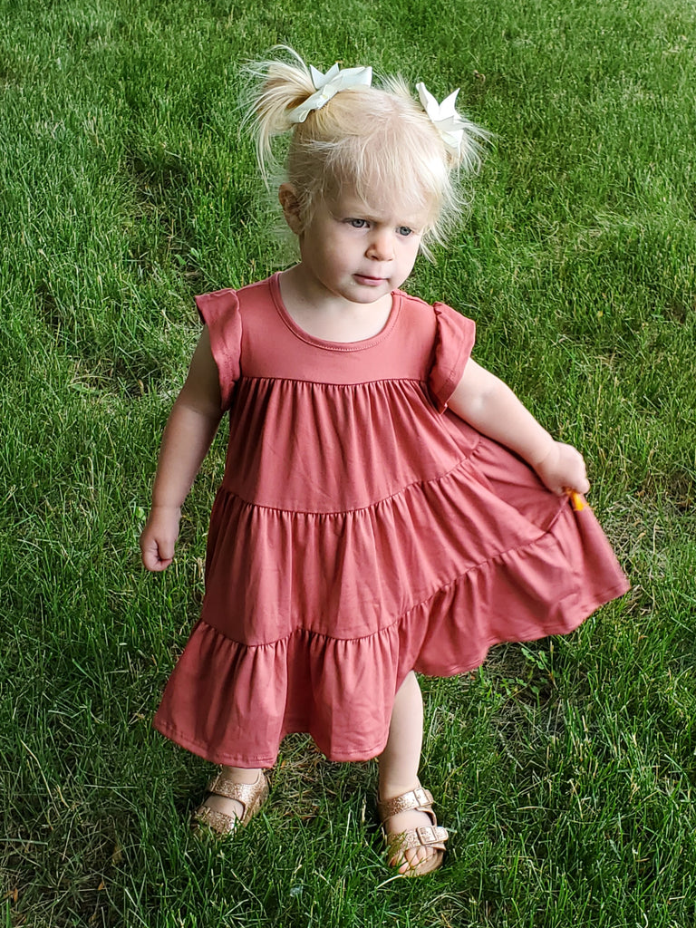 Matilda Tiered Dress (Marsala) - KIDS