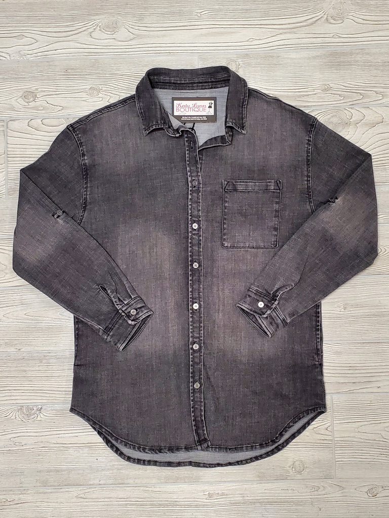 Sydney Charcoal Denim Button - Up