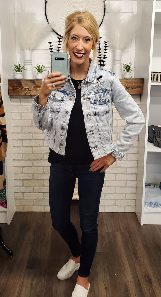 Jane Light Wash Distressed Jean Jacket