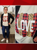 Leopard/Buffalo Plaid LOVE Tee - Ivory