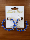 Ivy Blue and Gold Hoop Earrings