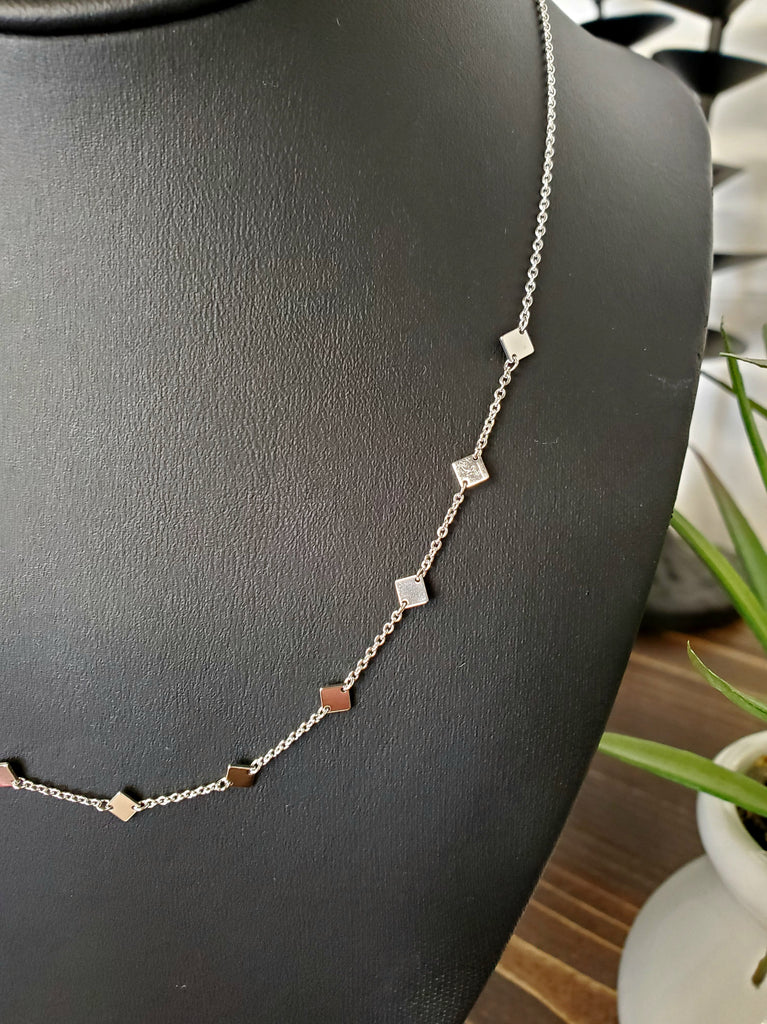 Square Adjustable Length Necklace - Silver
